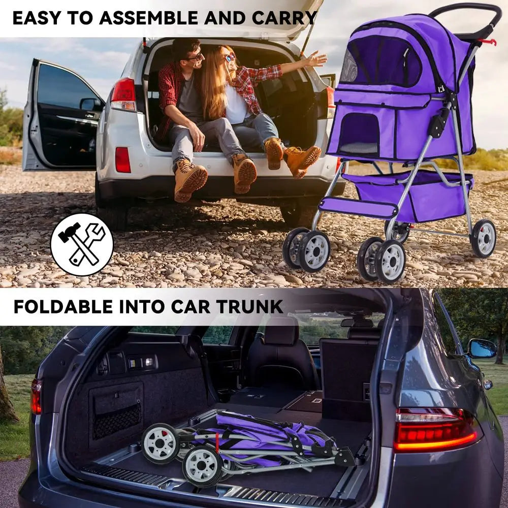 Cat And Dog Jogger Stroller With Cup Holder