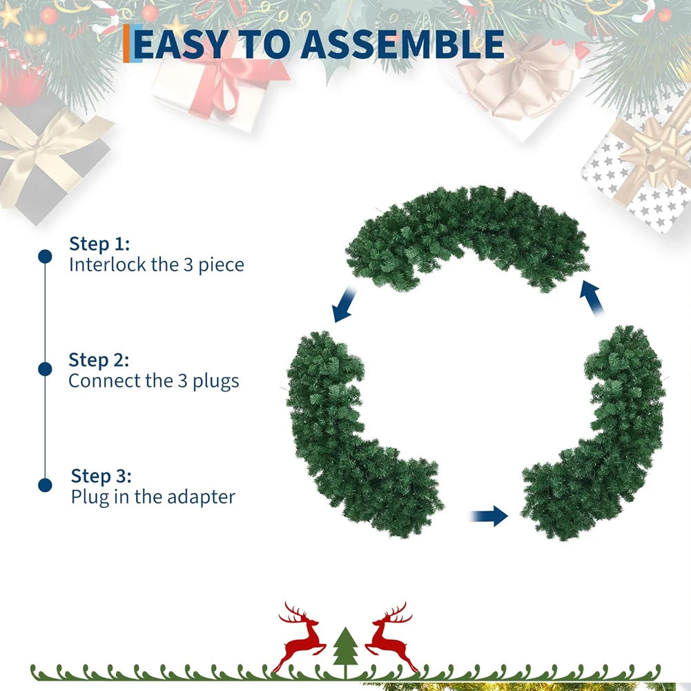 Studyset Pre Lit Artificial Christmas Wreath With Bow And Lights