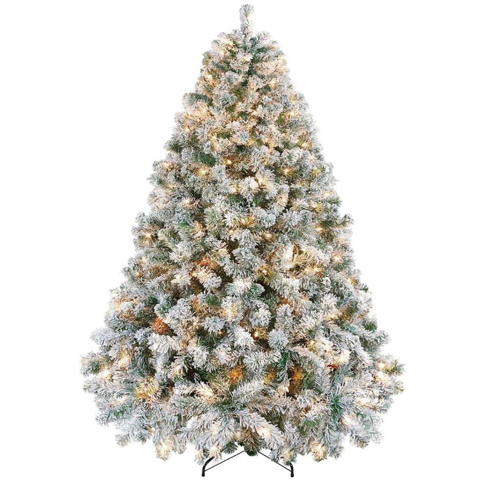 HiMISS Pre Lit Snowy Artificial Christmas Tree With Led Lights