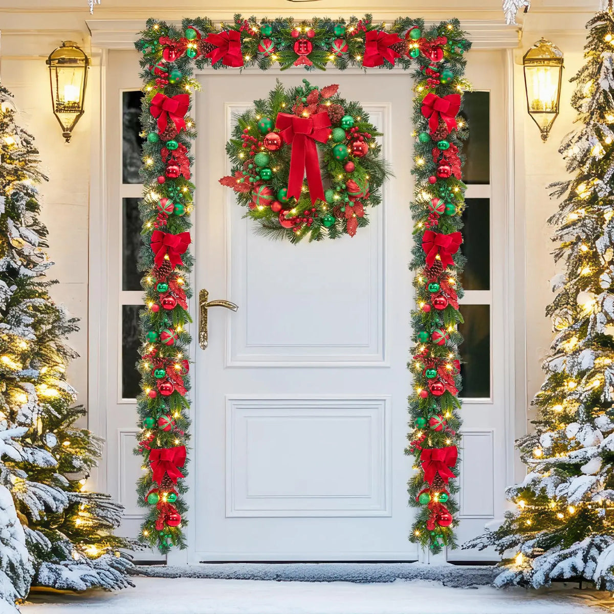 HiMISS Christmas Garland With Battery Lights For Mantle