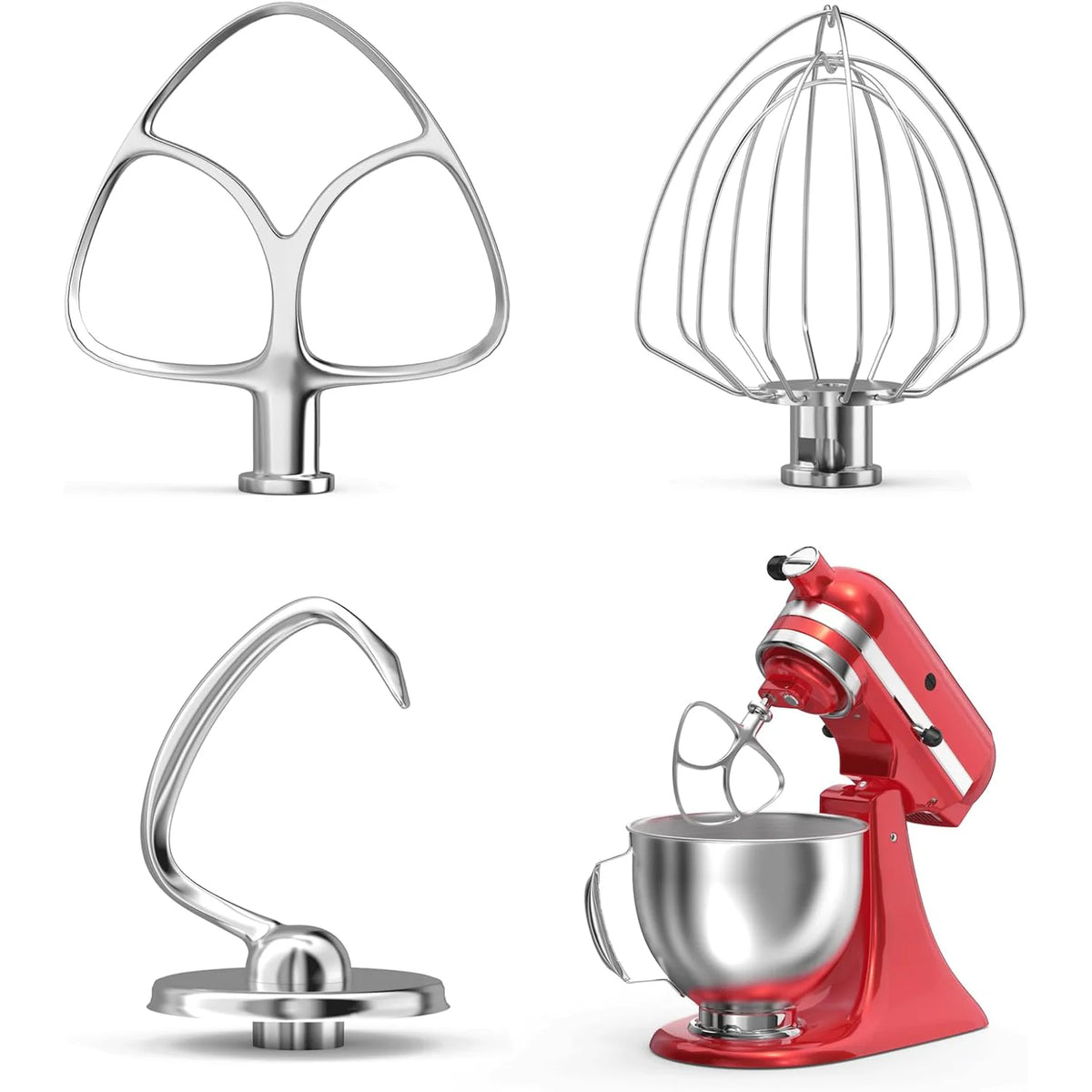 Stainless Steel 3-Piece Mixer Attachment Set For Tilt-Head Mixers