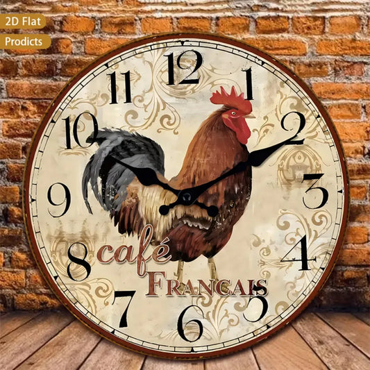 Constantplanet Vintage Farmhouse Rooster Wall Clock Silent