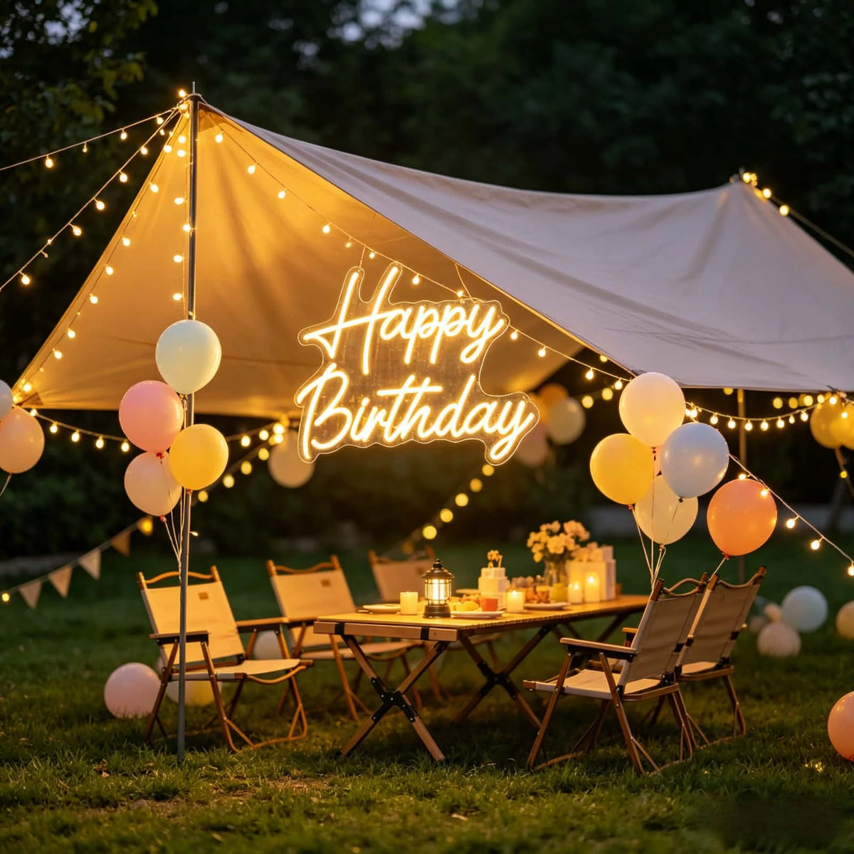 THIIXDAI Happy Birthday LED Neon Sign Warm USB