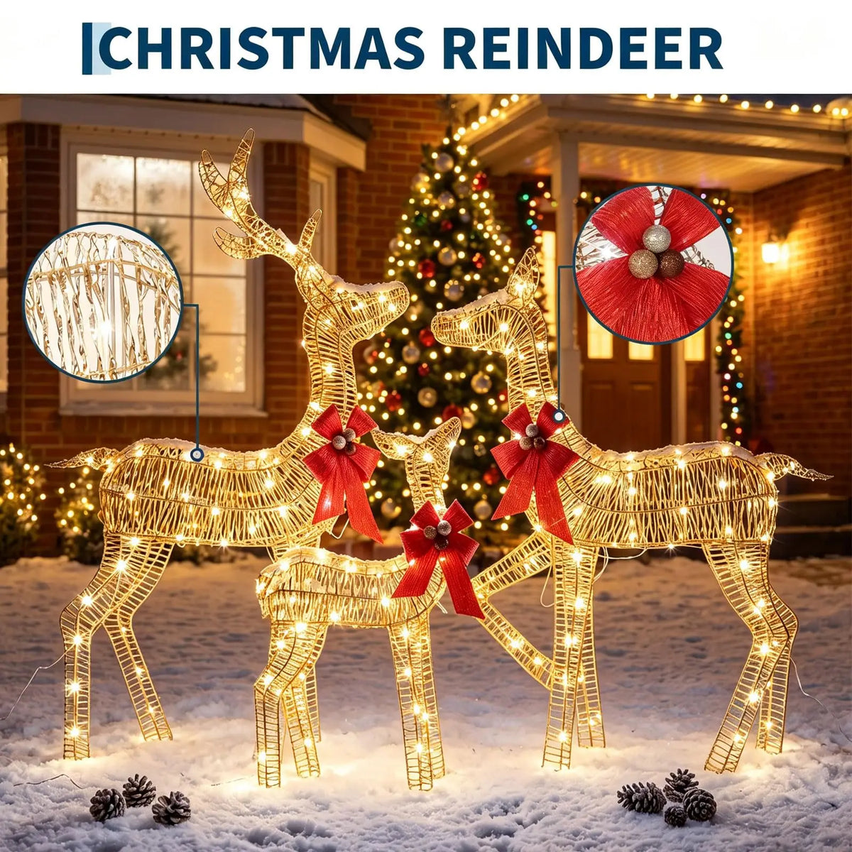 HiMISS Lighted Christmas Deer Family Outdoor LED Yard Decor