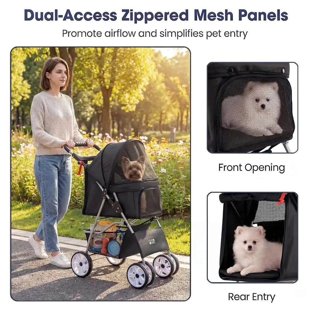 Lightweight Lockable Wheel Pet Stroller For Small Dogs And Cats