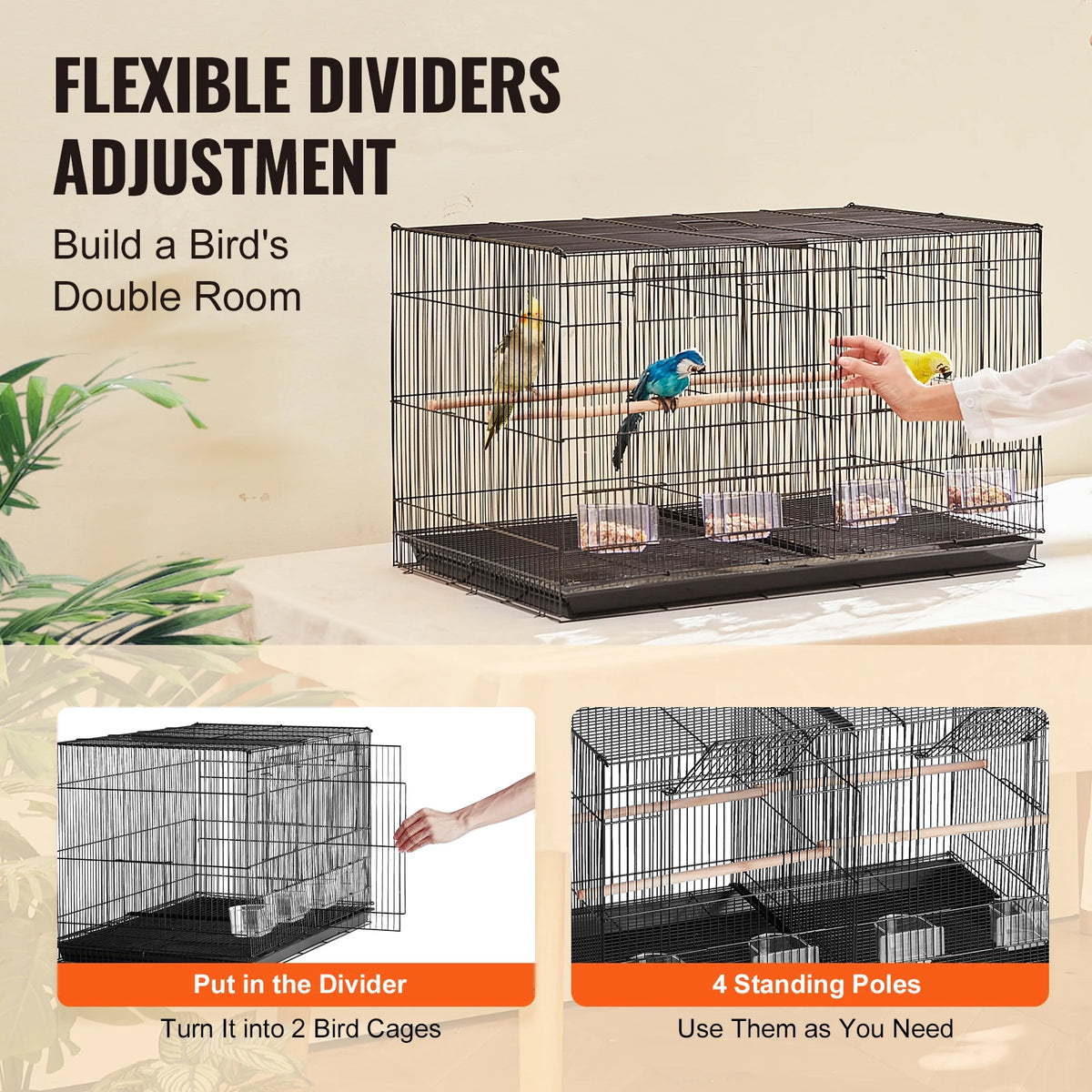 SucceBuy Stackable 30 inch Flight Bird Cage With Divider And Handle