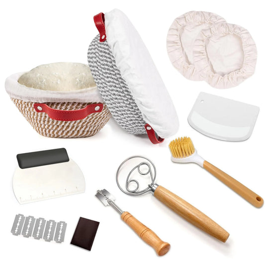 17 Piece Bread Proofing Basket Set With Lame And Whisk