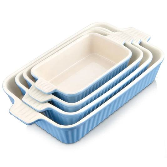 MALACASA 4 Piece Table Baking Dishes Set With Ceramic Handles