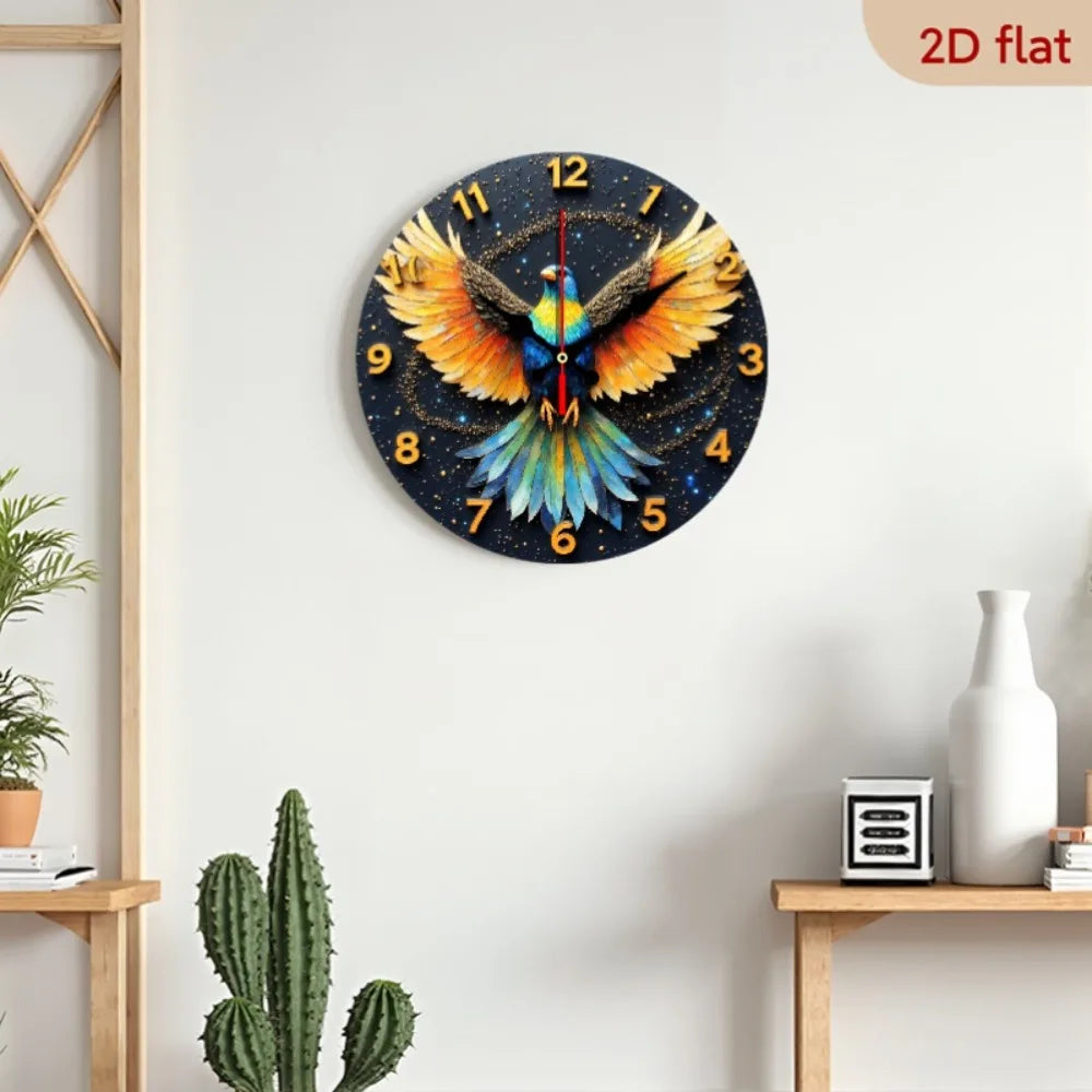 XMSJ Modern Farmhouse Round Wall Clock With Bird Design