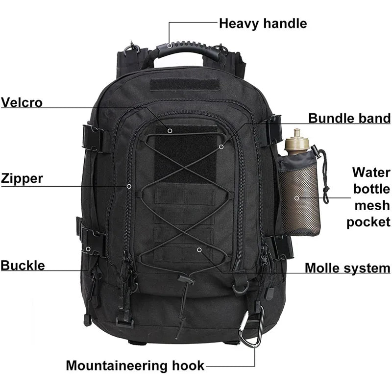LQARMY Military Tactical Backpack Large Capacity Waterproof Assault Pack