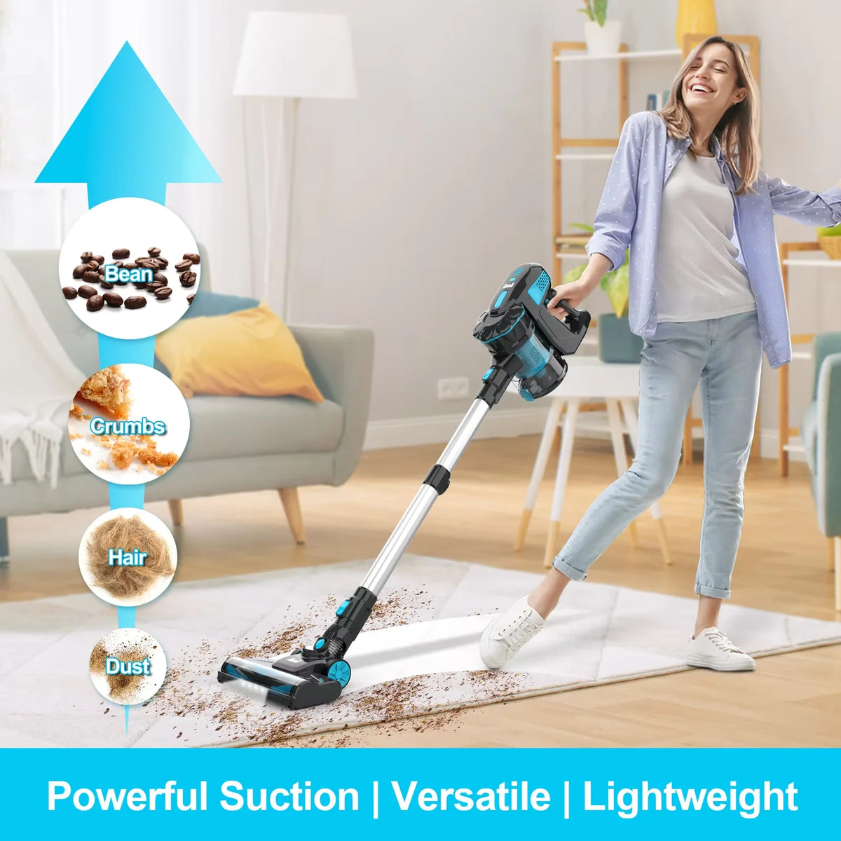 INSE Cordless Handheld Vacuum Cleaner 20KPa Powerful HEPA Led Headlights