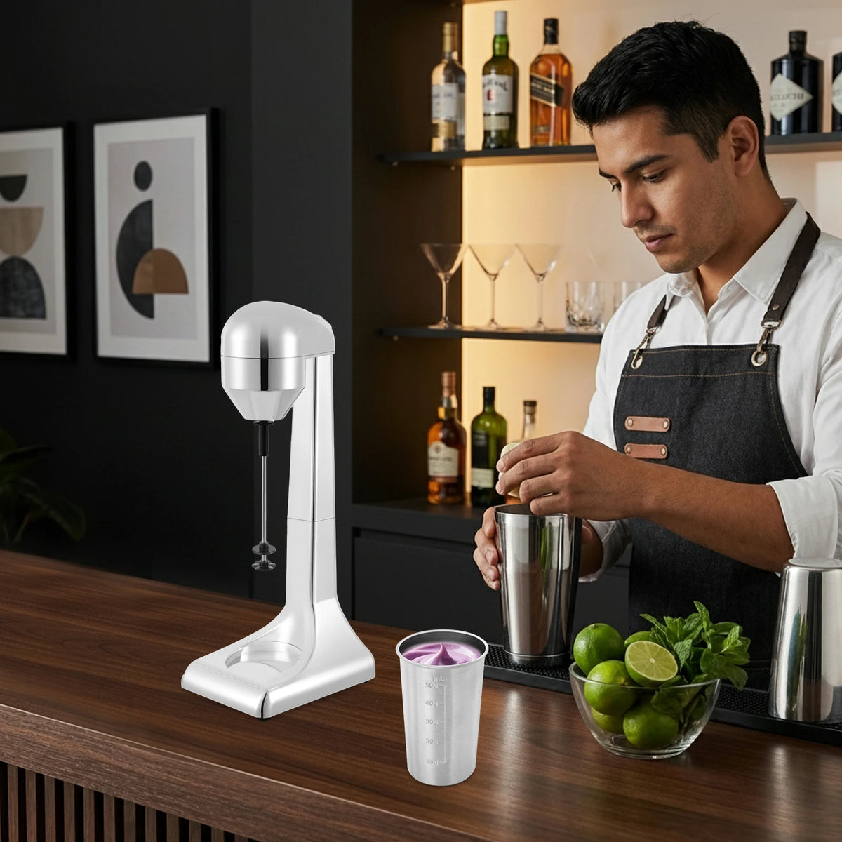 Milkshake Maker+100W Power, Electric Milk Shake Blender Maker+16000/22000rpm Speed, Household Commercial Drink Mixer+500ml Cup Capacity, For Milk Tea Stores Homes Coffee Shops Hotels Restaurants Making Malted Milk Milkshakes