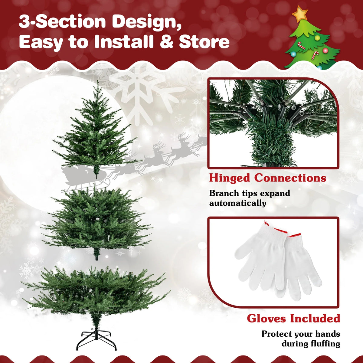 Lifezeal Pre Lit Artificial Christmas Tree With Metal Stand