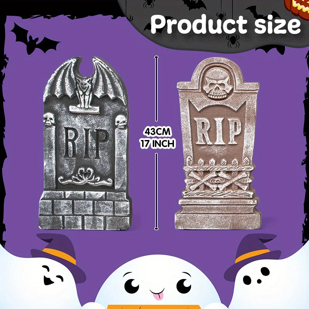 Halloween Foam Graveyard Tombstones Outdoor Decorations With Metal Stakes