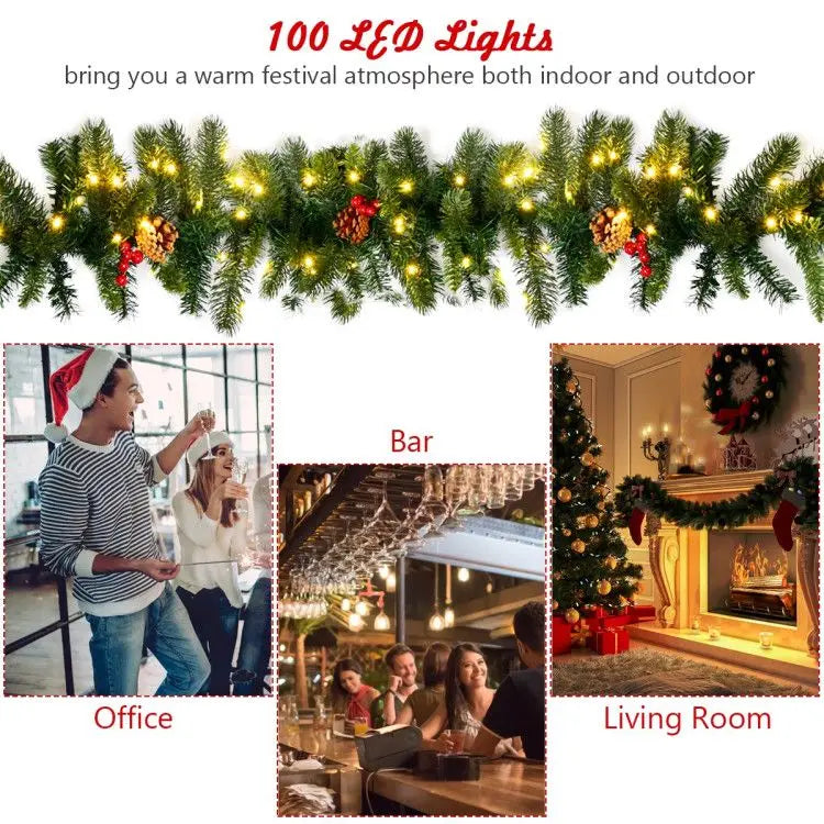Decorative Prelit Artificial Christmas Garland With Led Lights