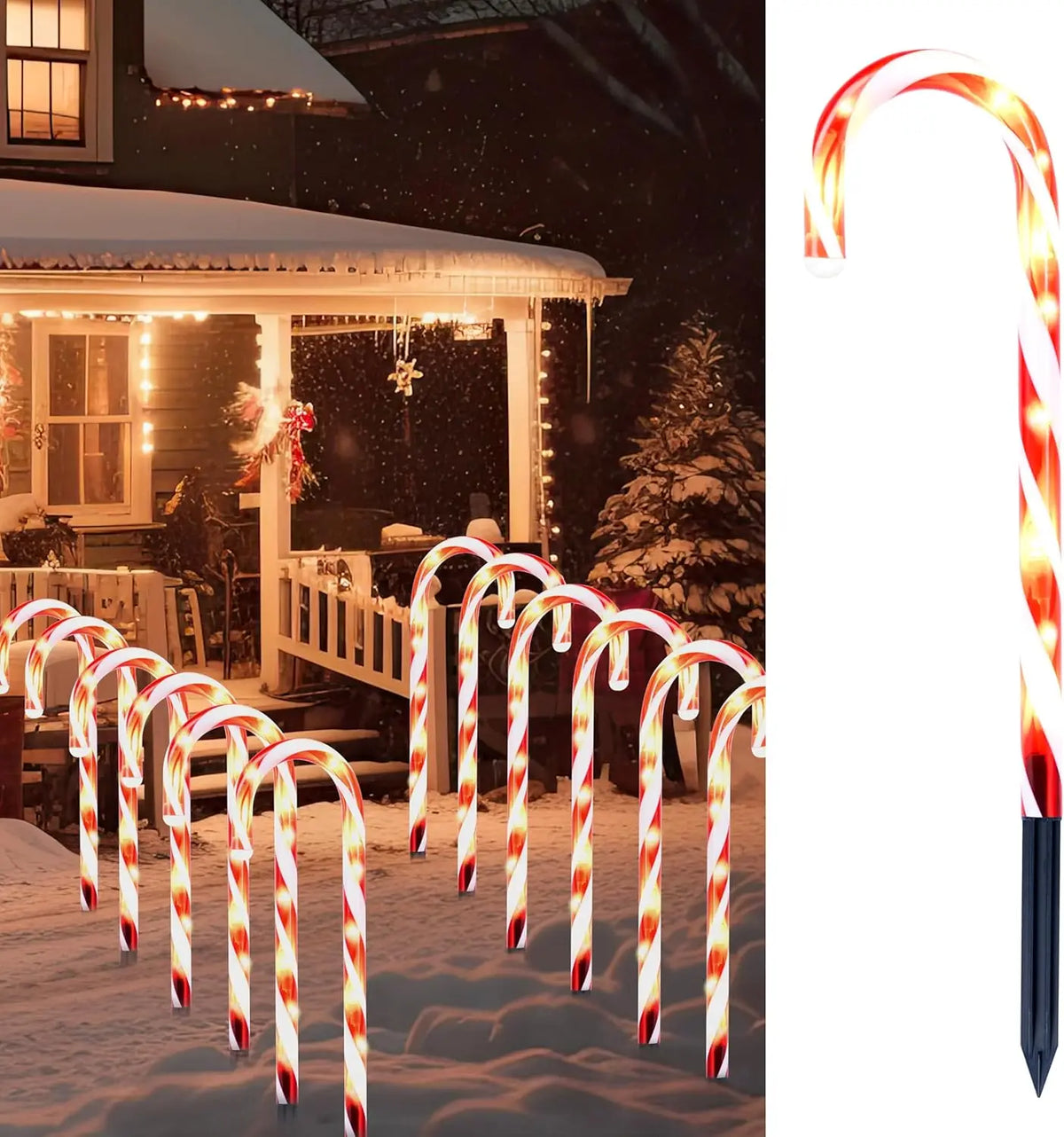 Joyfy Candy Cane Pathway Marker Lights For Christmas Decor