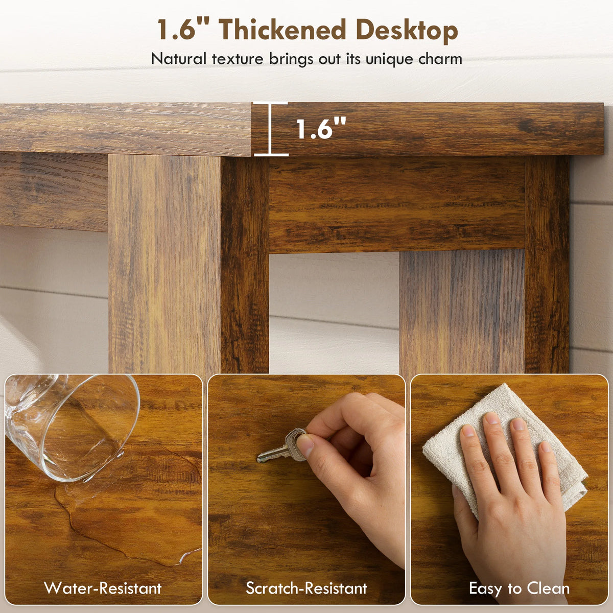 Wooden Entryway Console Table With Storage Shelf Farmhouse Style