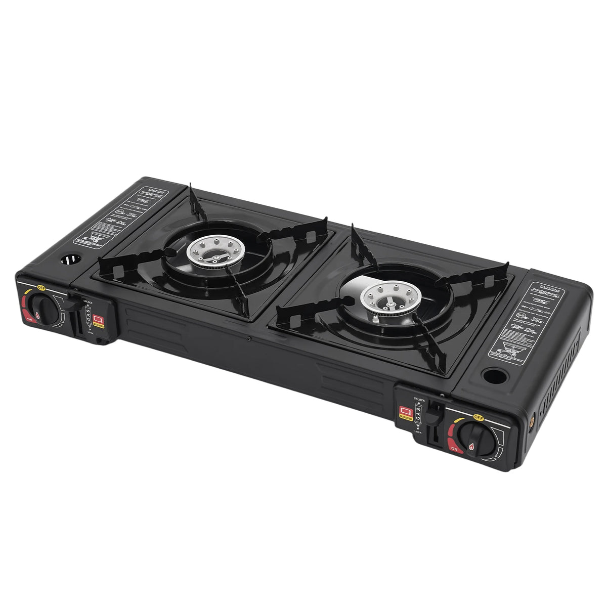 2 Burner Portable Camping Stove With Piezo Ignition For Butane Or LPG