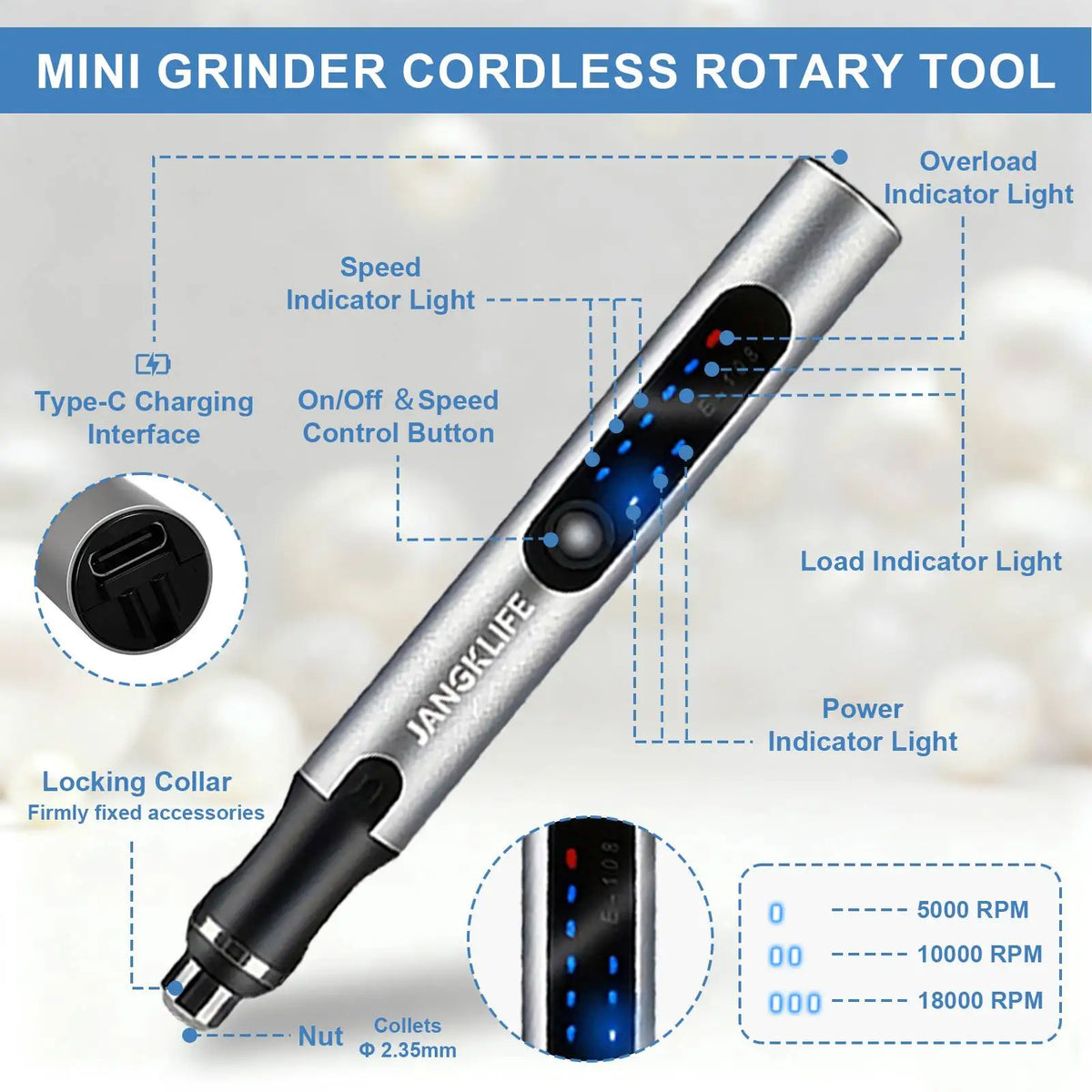 Cordless Rotary Tool Set - Rechargeable Engraving Pen with Adjustable Speeds, Portable Woodworking Kit for Sanding, Polishing, Drilling & Etching, 280mAh Battery, Carving Pen，Engraving, DIY Crafts
