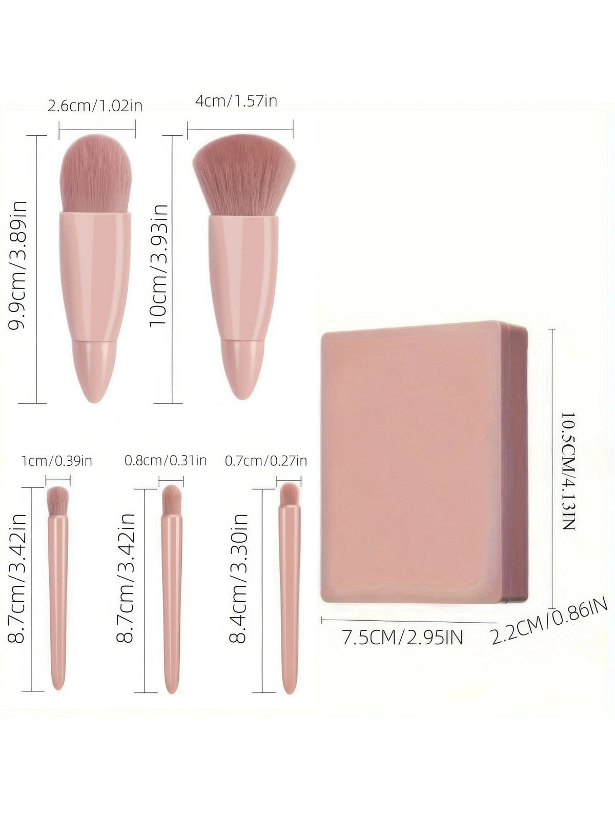 Makeup Brush Set With Compact Mirror And Soft Bristles