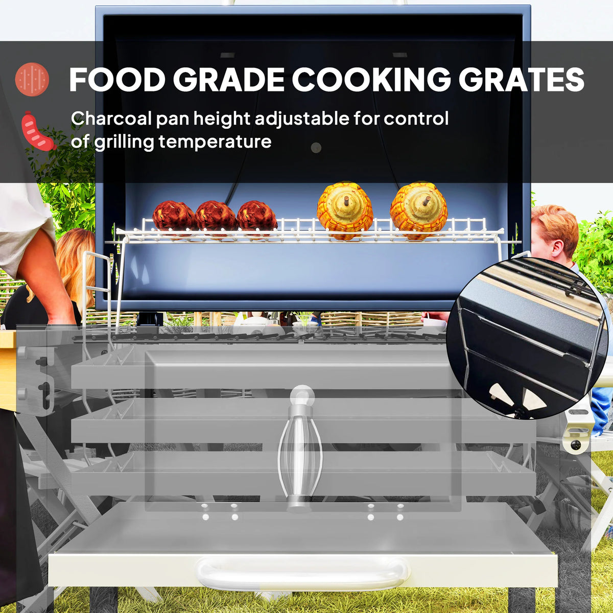 Outsunny Charcoal Portable BBQ Grill For Outdoor Parties