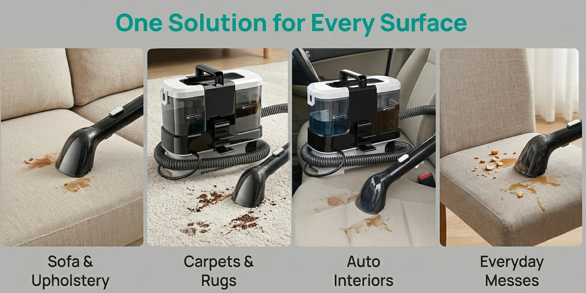 Lubluelu V2 Portable Carpet Upholstery Spot Cleaner 3-in-1 Spray Brush Vacuum 12KPa Powerful Suction Compact Storage for Home/ Sofa/Carpet/Car Seats
