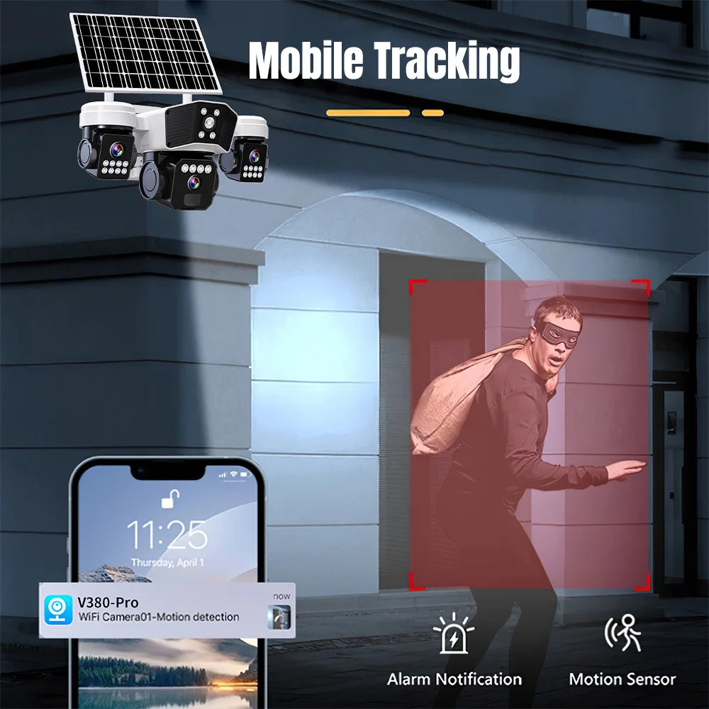 Kepack 6MP Wireless Solar Security Camera With Three Lens
