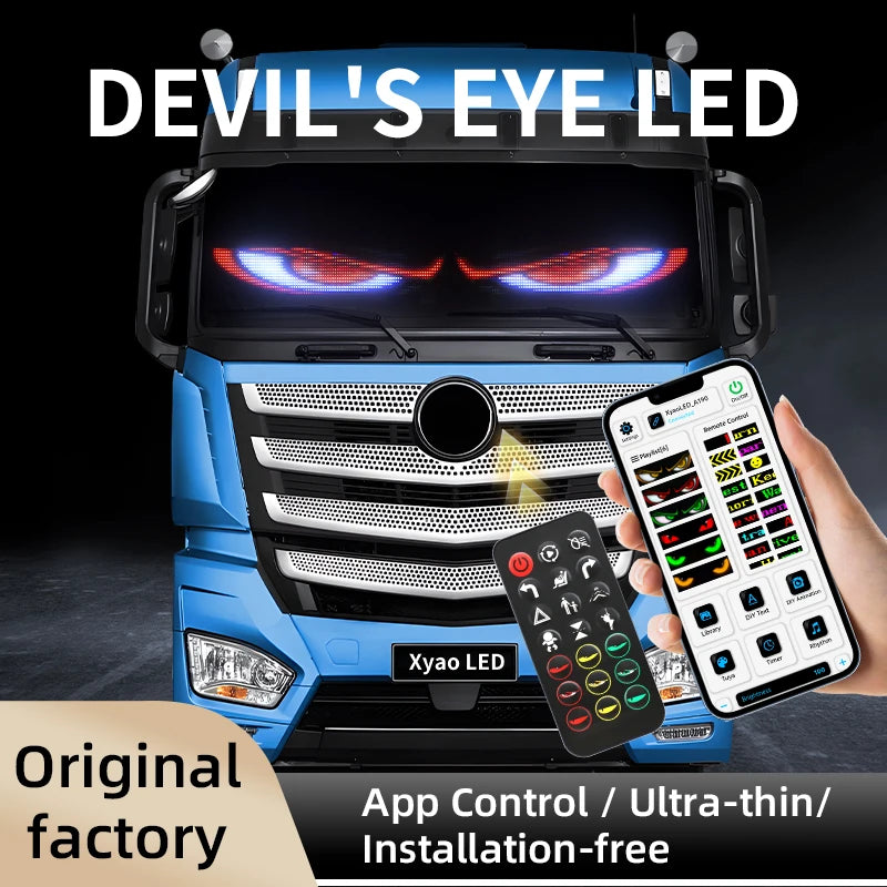 Universal Vehicle LED Devil Eyes Light With Programmable Pixel Panel