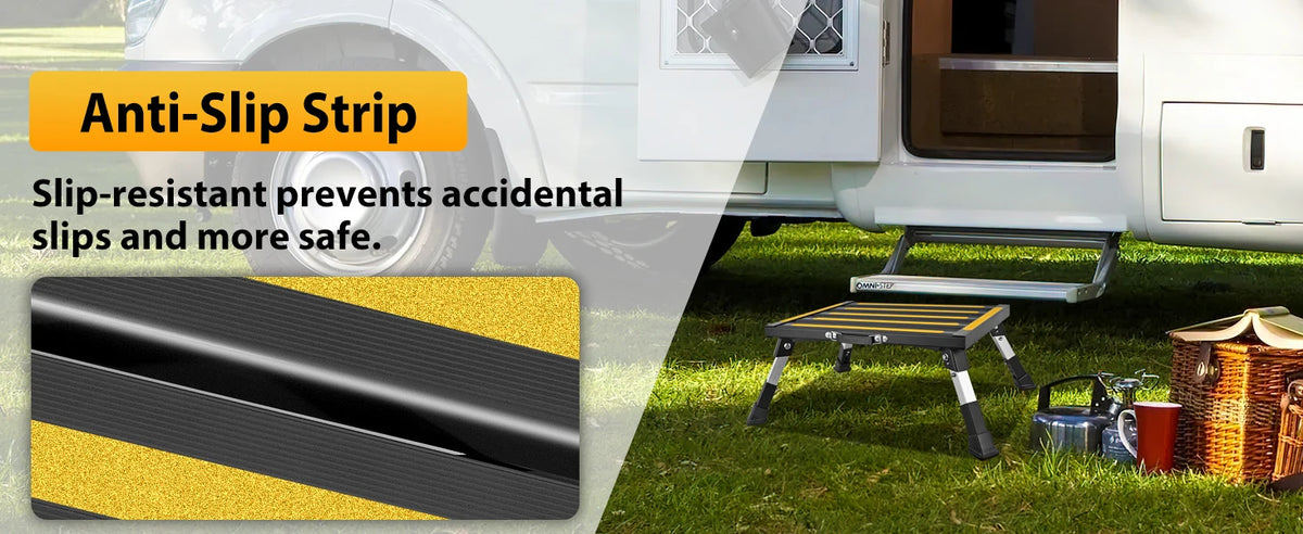 Nilight Portable RV Step Stool Aluminum Heavy Duty Anti Slip