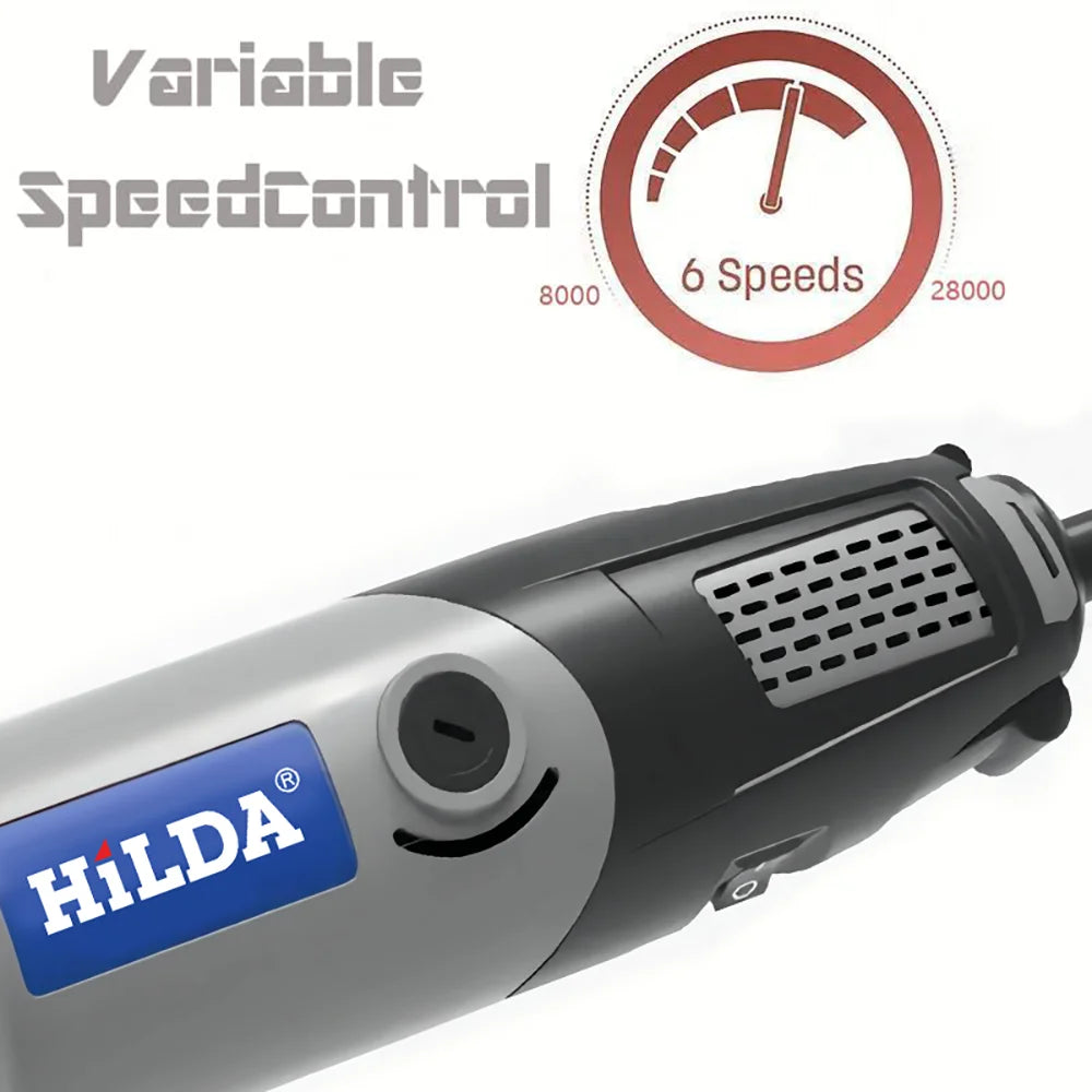 HILDA Rotary Tool 400W Drill Electric Tools Engraving Grinding Polishing 6 Variable Speed High Power DIY Power Tools