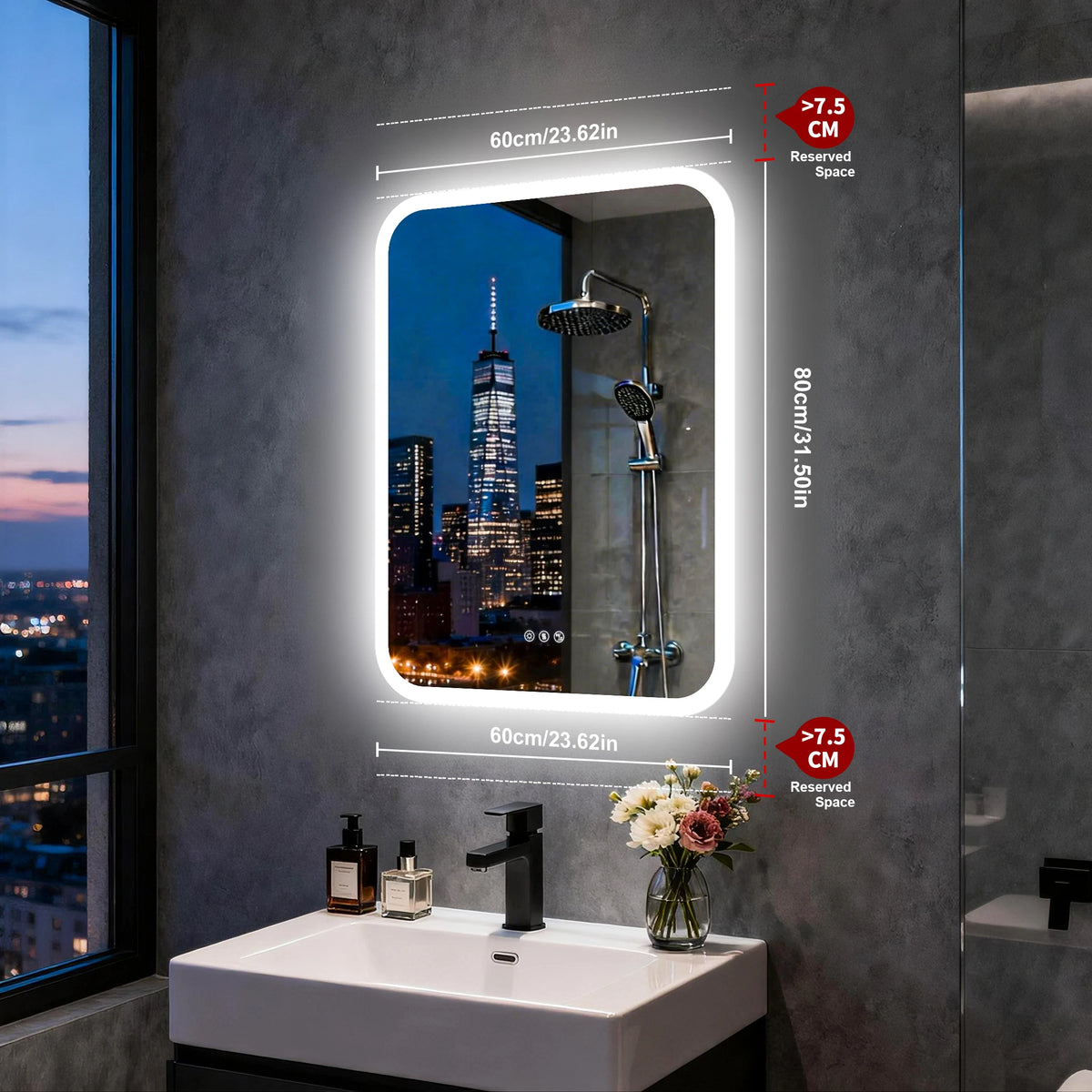 Smart Led Bathroom Mirror With Bluetooth Speakers Anti Fog