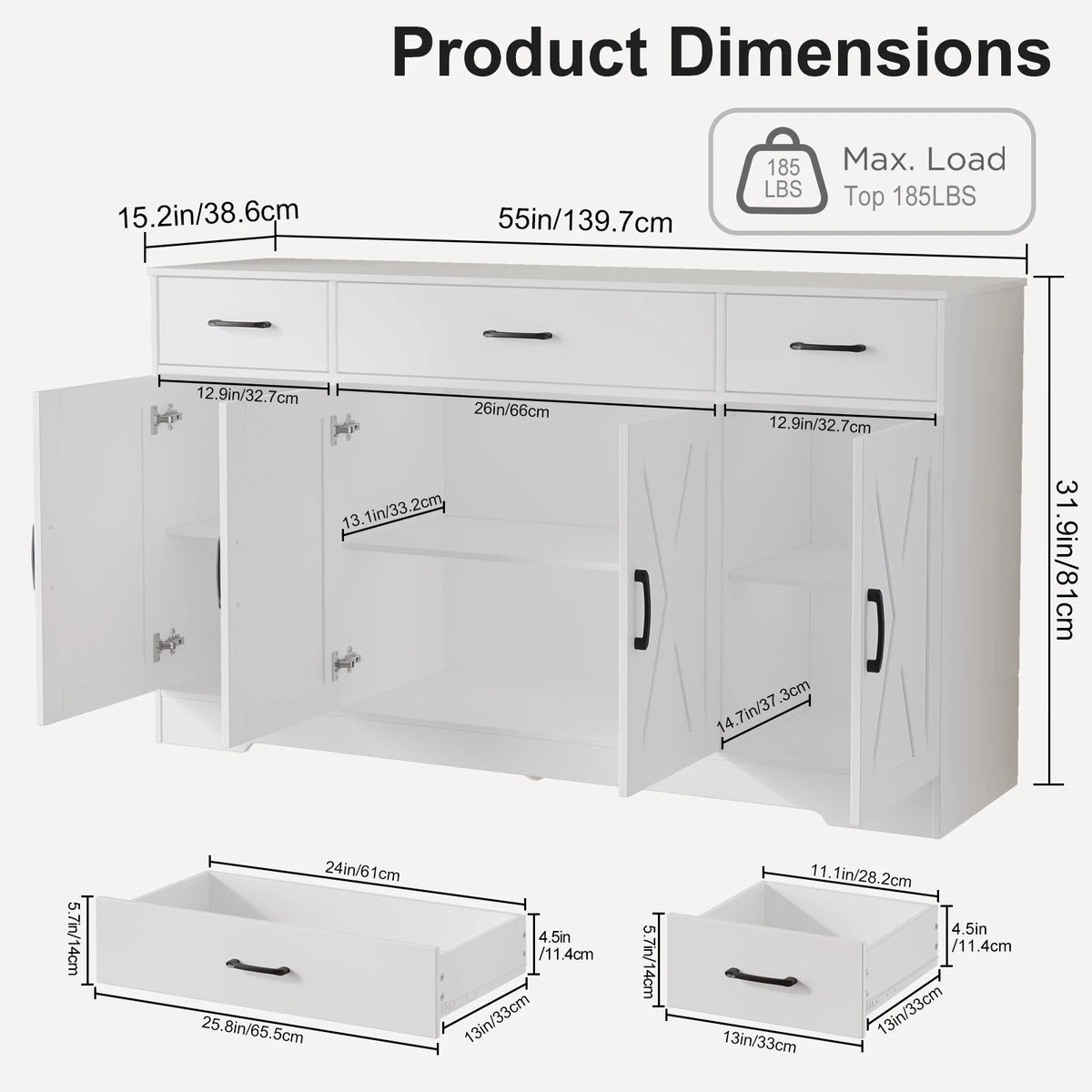 Huisenitre Buffet Cabinet With Coffee Bar And Storage