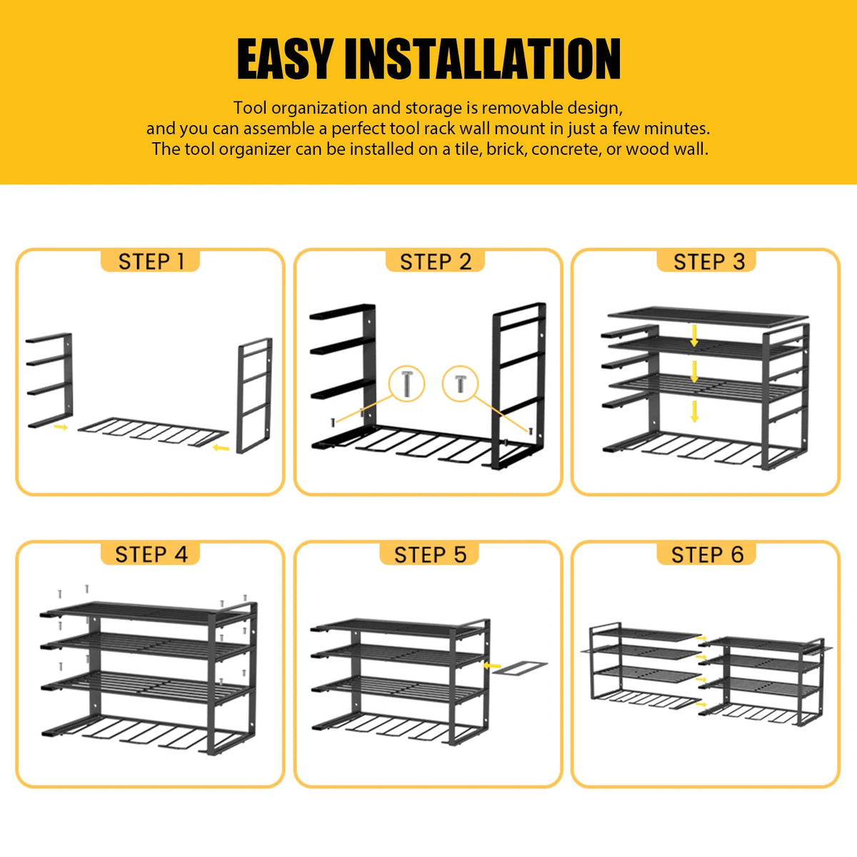 Power Tool Storage Rack 4-Tier Heavy Duty Wall Mount Organizer