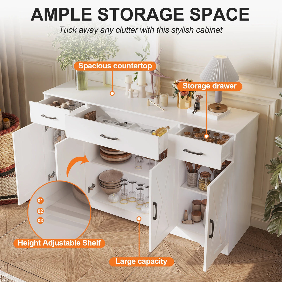 Huisenitre Buffet Cabinet With Coffee Bar And Storage