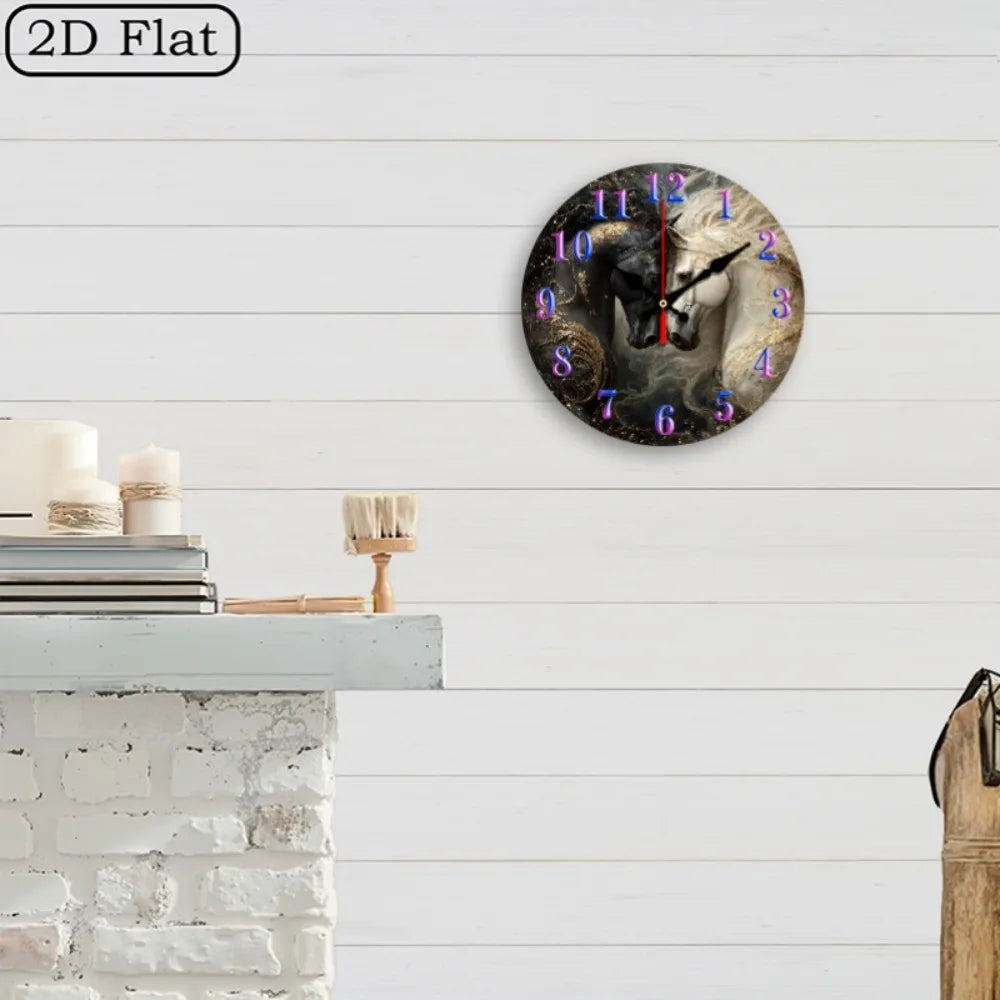 Suita Rustic Horse Wood Wall Clock Farmhouse Silent Decor