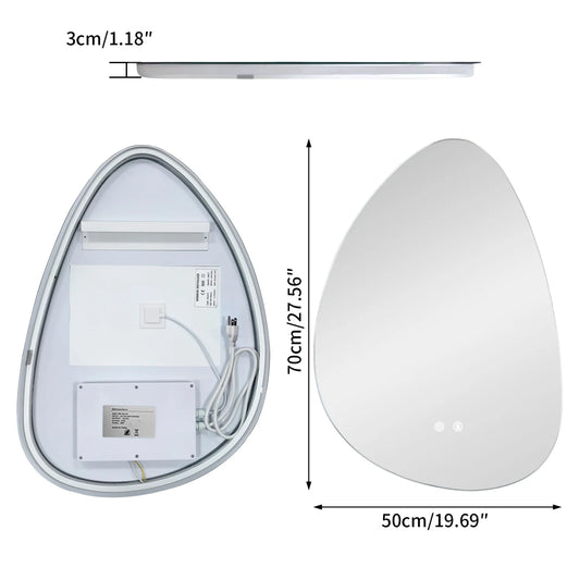 LED Wall Mounted Bathroom Mirror With Anti Fog And Three Color Settings