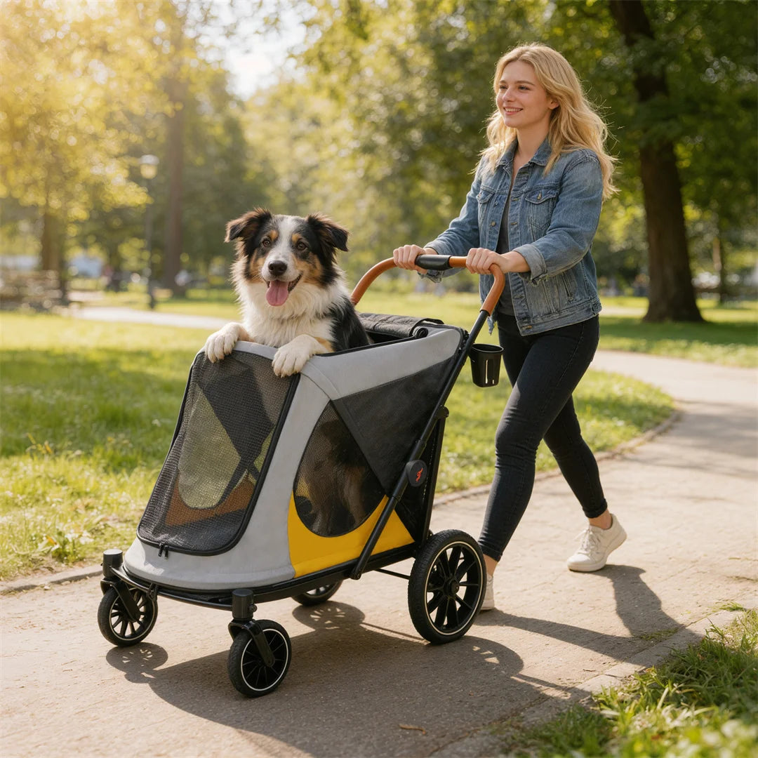 Brandless Portable Large Dog Stroller With Folding Wheels And Storage