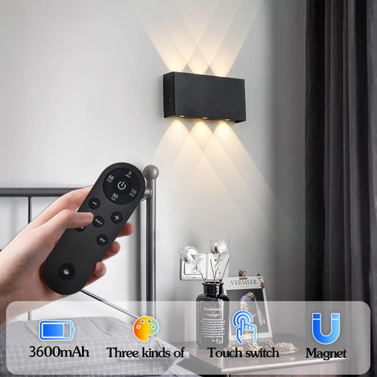 LED Touch 3-Color Wall Lamp Magnetic Rechargeable 3600mAh