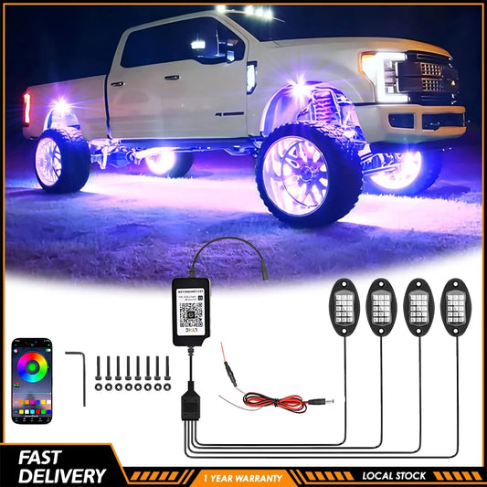 RGB LED Offroad Lights Kit 4 Pods With App Control