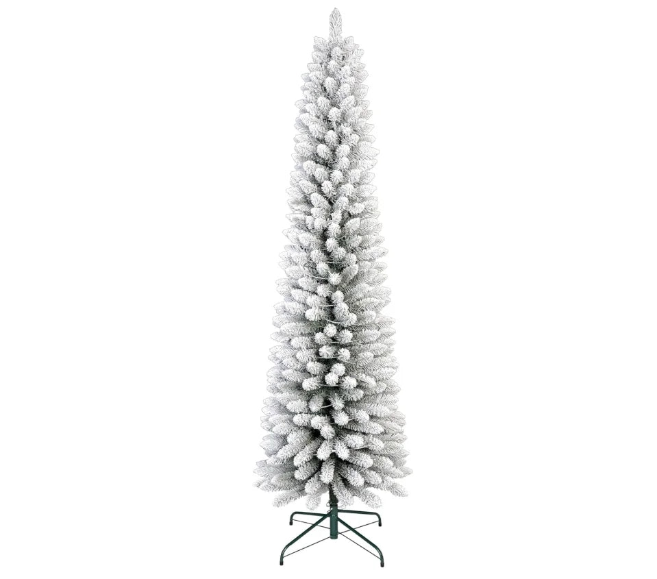 Studyset Artificial Pencil Christmas Tree With Snow Flocking Branches