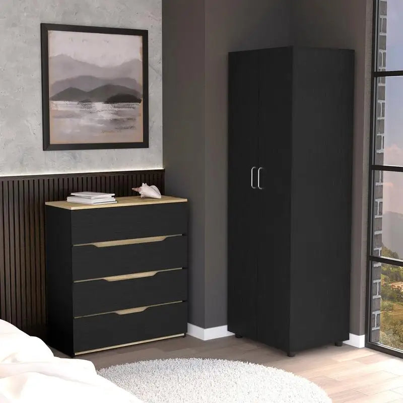 Two Piece Bedroom Set With Armoire And Drawer Dresser