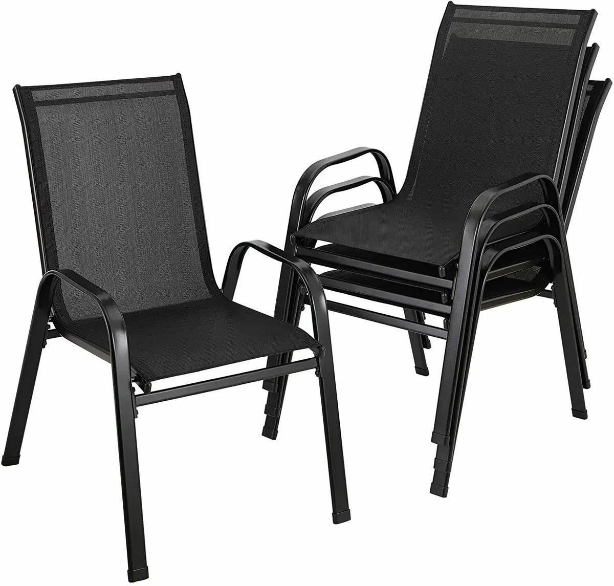 Foldable Garden Chairs Steel Iron Teslin Fabric High Back