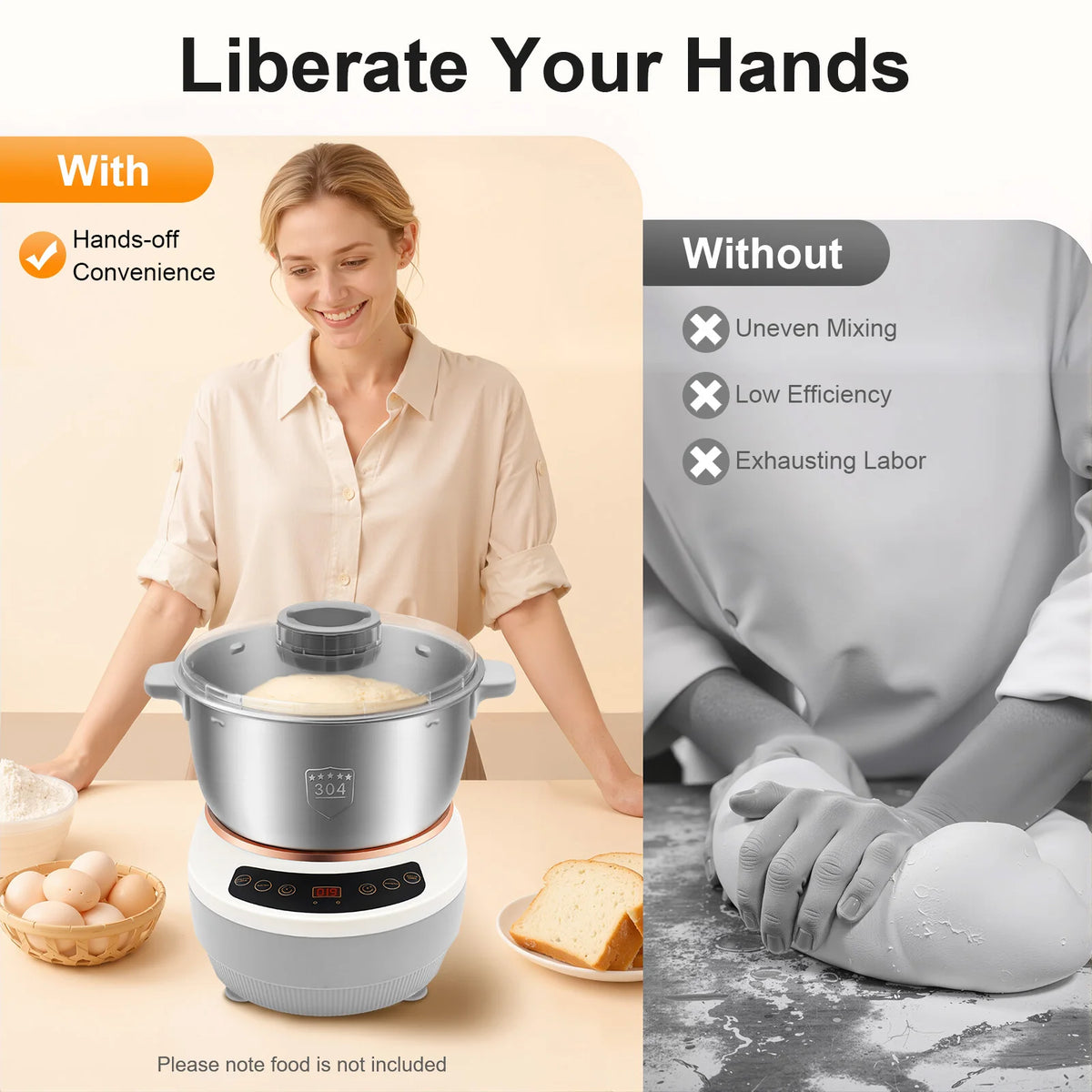 200W Electric Dough Maker With Ferment Function 304 Stainless Steel