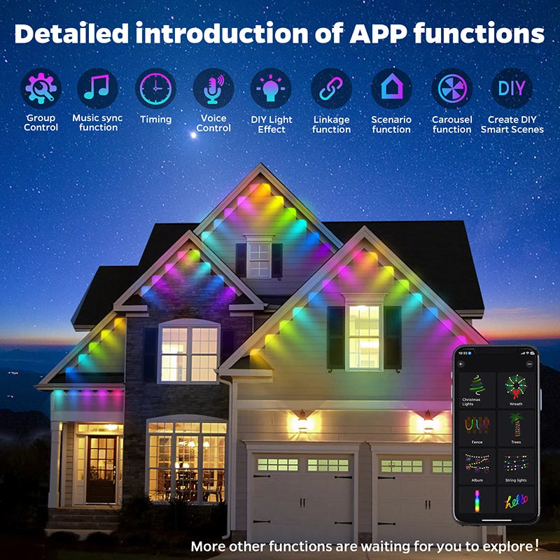 GCTeching Waterproof Permanent Outdoor LED String Lights For Decoration