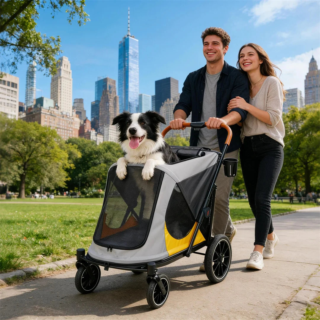 Brandless Portable Large Dog Stroller With Folding Wheels And Storage