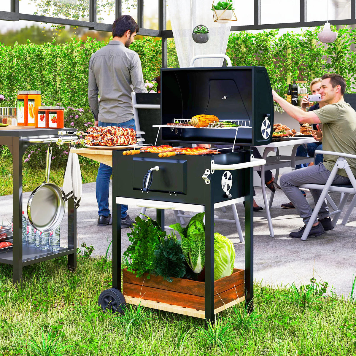 Outsunny Charcoal Portable BBQ Grill For Outdoor Parties