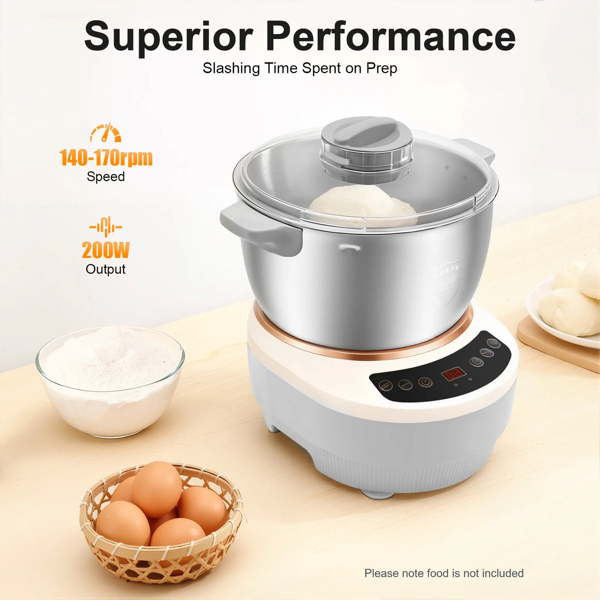200W Electric Dough Maker With Ferment Function 304 Stainless Steel