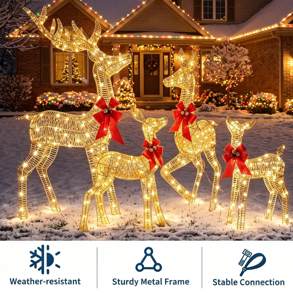 HiMISS Lighted Christmas Deer Family Outdoor LED Yard Decor