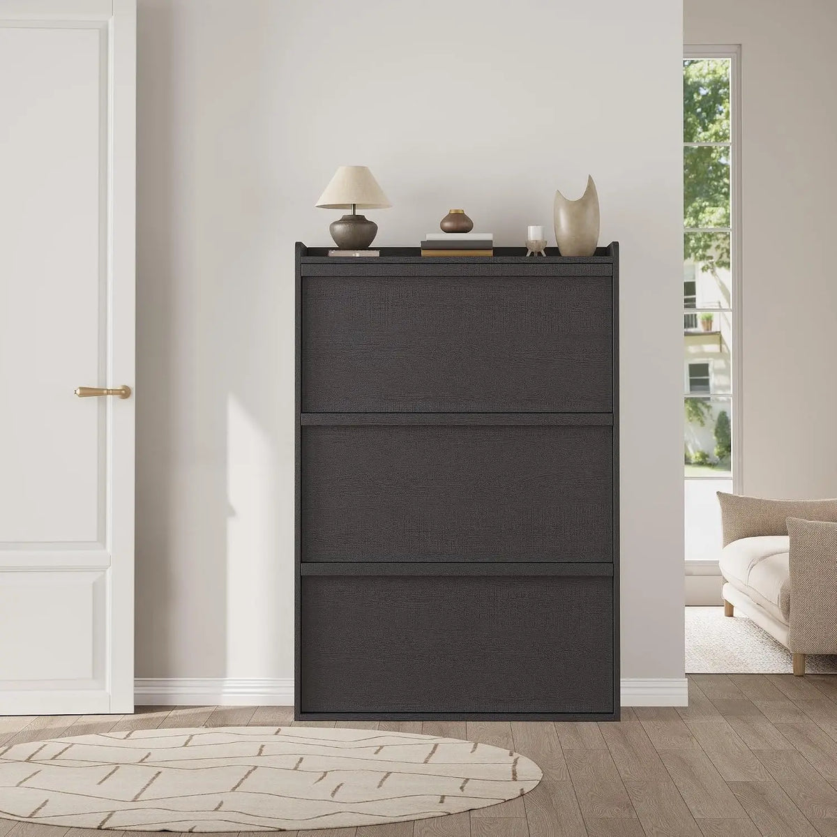 3 Flip Drawer Shoe Cabinet 46.1in Slim Freestanding Shoe Storage Organizer With Adjustable Shelves For Entryway Hallway Home Use