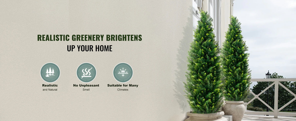 SucceBuy Artificial Cedar Topiary Tree For Home Decor